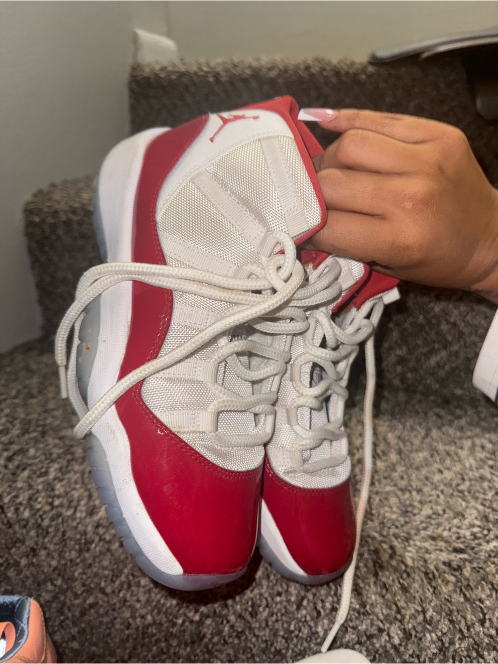 Jordan Kids Red and White Retro Low-Top Sneakers